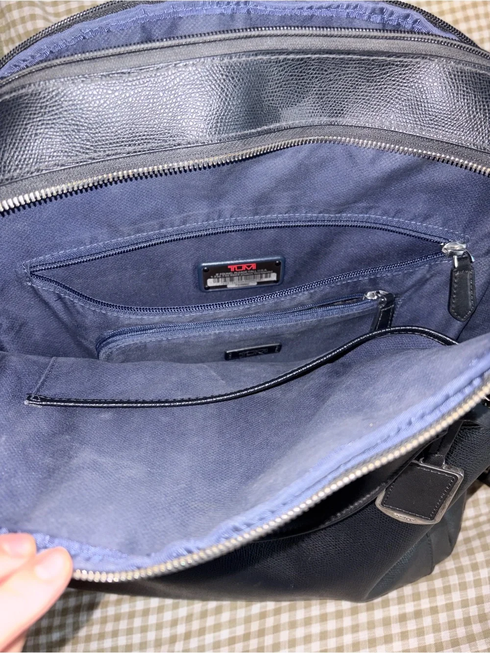 Tumi Black Leather Laptop Backpack